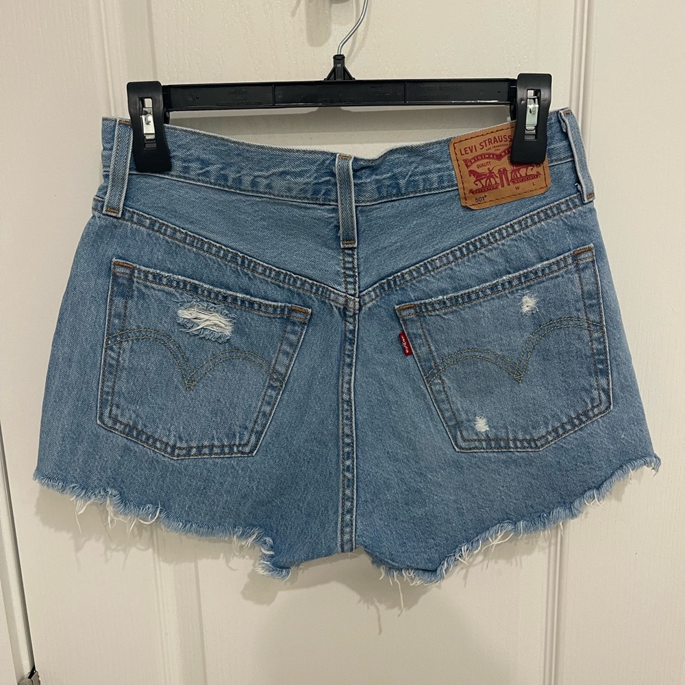 Levi's Distressed Light Blue Denim Cutoff Shorts